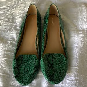 Green snake skin flats